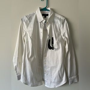 NWT Banana Republic Factory Non-Iron Tailored Fit Dress Shirt White 6